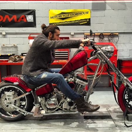 Aitor Luna with his classic bike 59 Panhead Chopper.